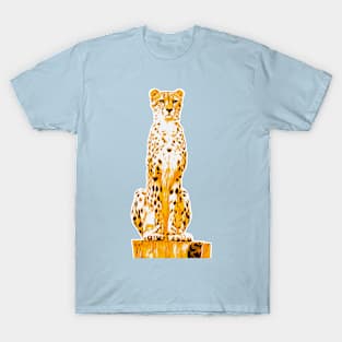 Illustrated Cheetah Siting On Log T-Shirt